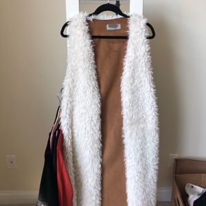 Long suede/fur vest